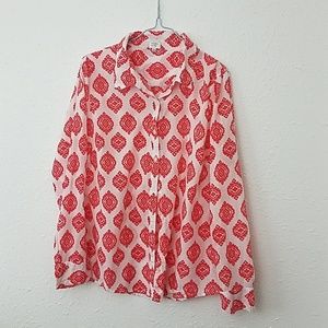 Crown & Ivy Red and White Button Down Shirt